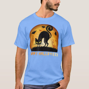 Camiseta Feliz Gato Negro De Halloween Com Víblias Loucas N