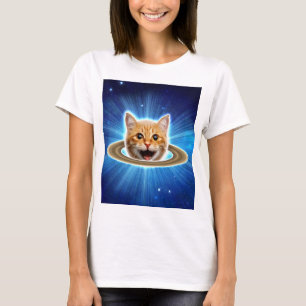 Camiseta Feliz gato no espaço.