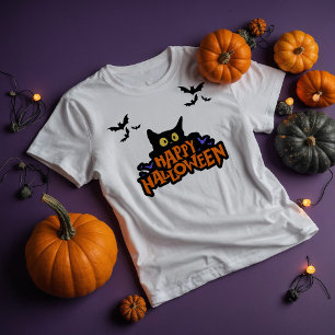 Camiseta Feliz gato preto das bruxas