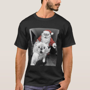 Camiseta Feliz Gato Selfie Com Papais noeis De Natal