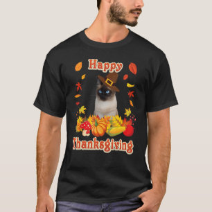 Camiseta Feliz Gato Siamês de Ação de Graças Que Estou Agra