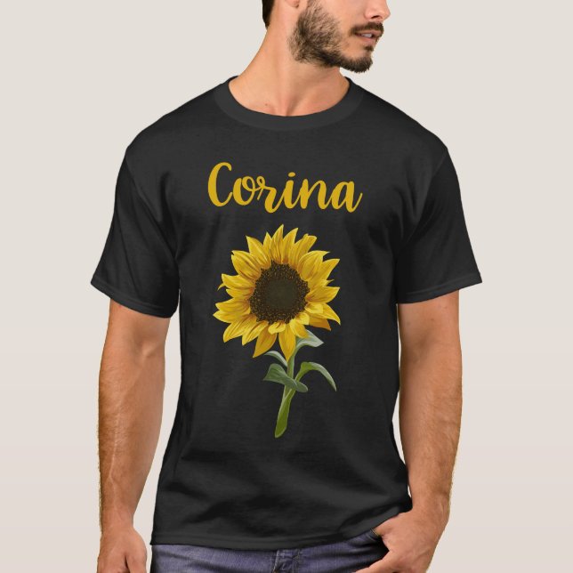 Camiseta Feliz Girassol - Nome Corina (Frente)