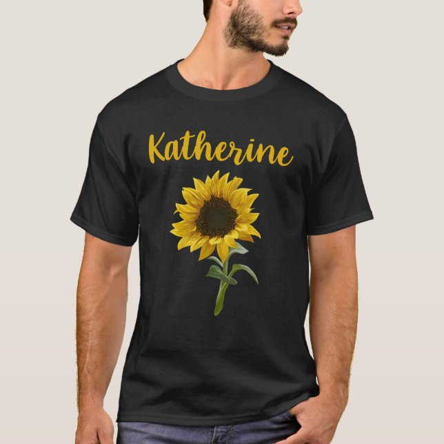 Camiseta Feliz Girassol - Nome da Katherine (Frente)