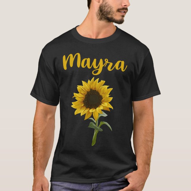 Camiseta Feliz Girassol - Nome Mayra (Frente)