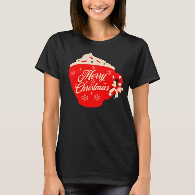 Camiseta Feliz Glacé de Natal Flocos de Neve Sprinkles (Frente)