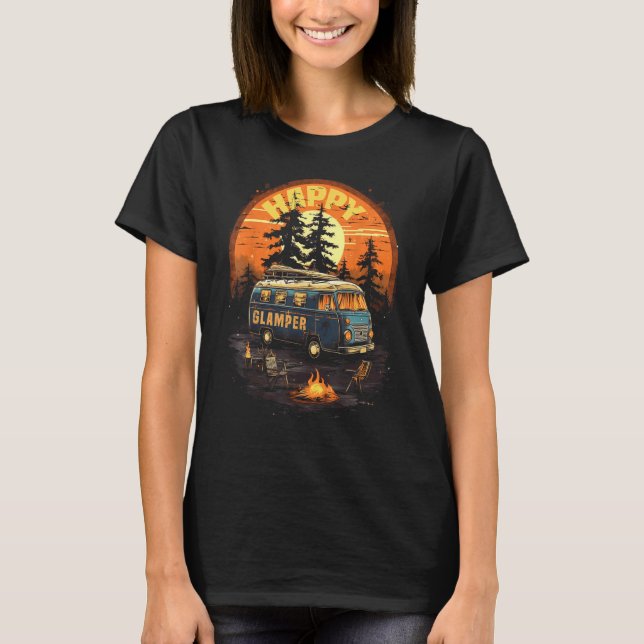 Camiseta Feliz Glamper Caravan Camping Glamping Gear Graphi (Frente)