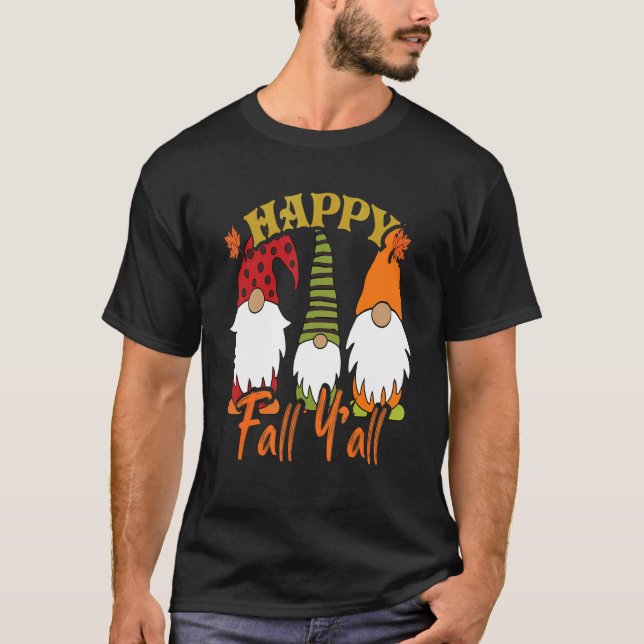 Camiseta Feliz Gnomos Pumpkin Outono Feliz Queda Vocês Todo (Frente)
