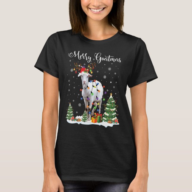 Camiseta Feliz Goatmas Goat de Natal Papais noeis Engraçado (Frente)
