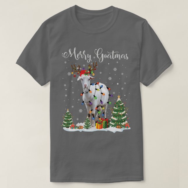 Camiseta Feliz Goatmas Goat no Natal - Papais noeis Premier (Frente do Design)