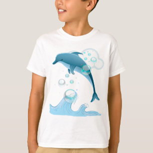 Camiseta Feliz golfinho salpicante com bolhas