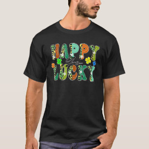 Camiseta Feliz golpe de Dia de São Patrício Leopardo design