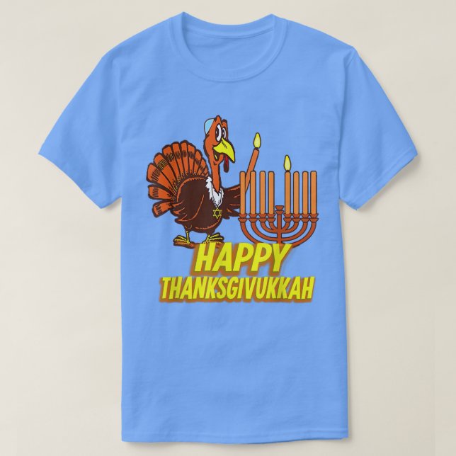 Camiseta Feliz Graças a Deus Turquia Chanukkah Festivas Jew (Frente do Design)