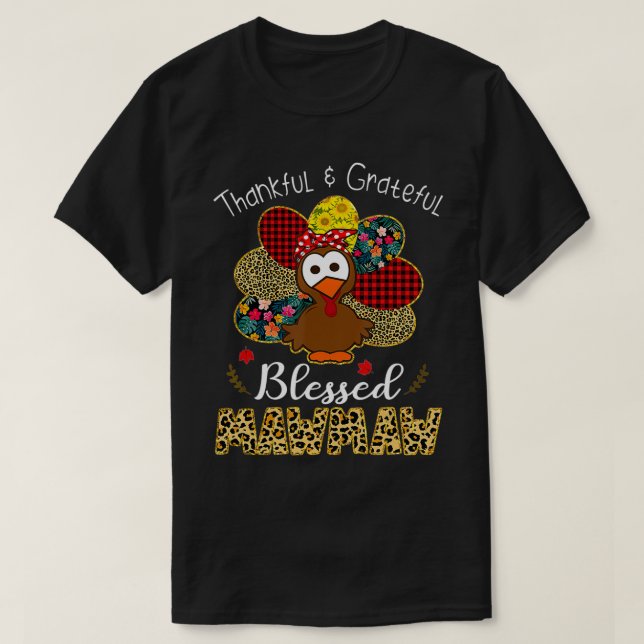 Camiseta Feliz Graças Abençoado Mawmaw Leopard Turquia Ta (Frente do Design)
