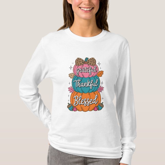 Camiseta Feliz Grateful Pumpkin Kitchen | Queda A (Frente)