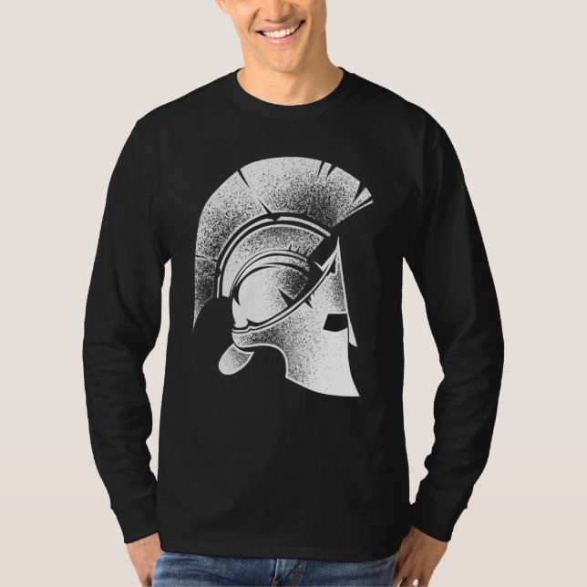 Camiseta Feliz Grego Helmet Grego Gladiador Cute Homens (Frente)