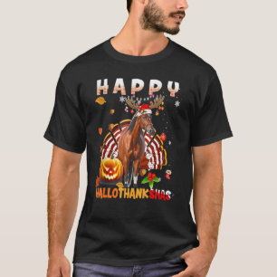 Camiseta Feliz Hallo Thanksmas Peru Cavalo Natal Rena