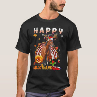 Camiseta Feliz Hallo Thanksmas Peru Cavalo Natal Rena