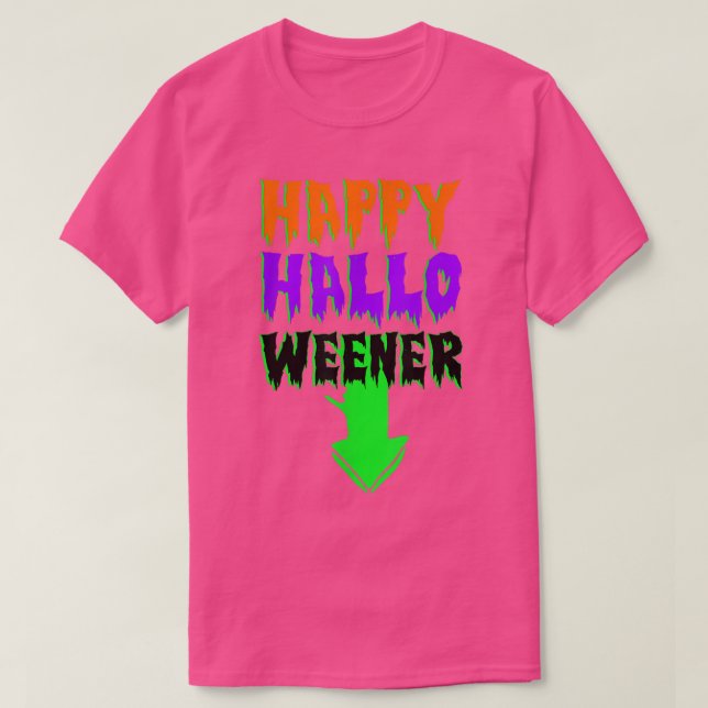 Camiseta Feliz Hallo Weener Assusta Figurinos De Halloween (Frente do Design)