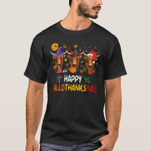 Camiseta Feliz HalloGraçasMas Engraçado Vaca do Papai Noel 