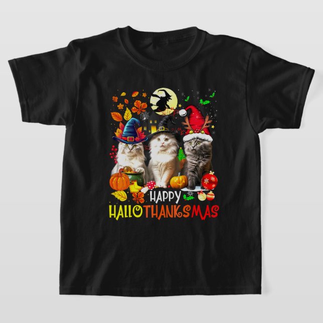 Camiseta Feliz HalloObrigadoMas Cats (Postura )