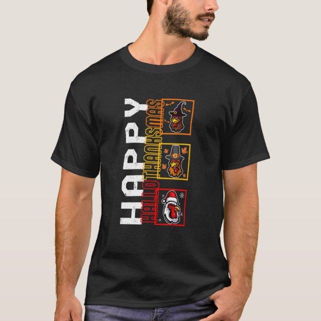 Camiseta Feliz HalloObrigadoMas Papais noeis de peregrinaçã (Frente)