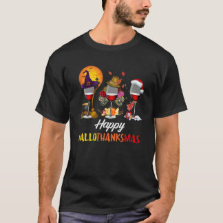 Camiseta Feliz Hallothanksma do Bebendo Engraçado