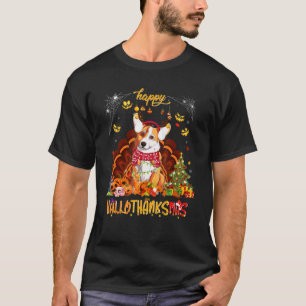 Camiseta Feliz Hallothanksmas Abóbora Engraçada Papai Noel