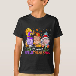 Camiseta Feliz Hallothanksmas Amante de Hipopótamo Hallowee