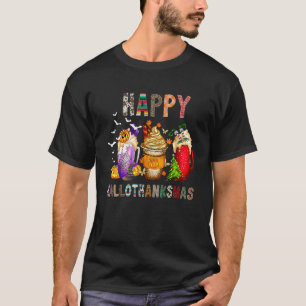 Camiseta Feliz Hallothanksmas Café Obrigados de Dia das Bru