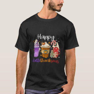 Camiseta Feliz Hallothanksmas Café Obrigados de Dia das Bru