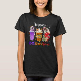 Camiseta Feliz Hallothanksmas Café Obrigados de Dia das Bru