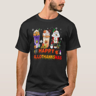 Camiseta Feliz Hallothanksmas Café Obrigados de Dia das Bru