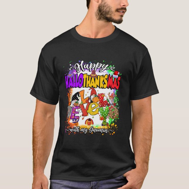 Camiseta Feliz Hallothanksmas com meus nômadas amam boneca (Frente)
