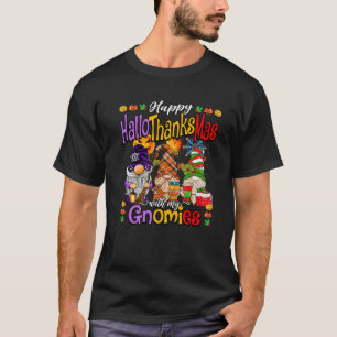 Camiseta Feliz Hallothanksmas com minha Família Gnomies Hal