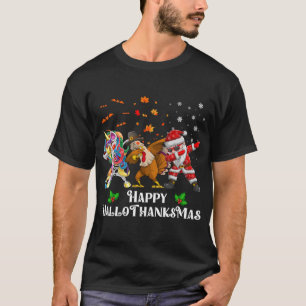 Camiseta Feliz Hallothanksmas Dabbing Papais noeis no Unico