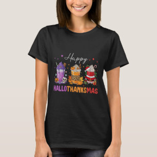 Camiseta Feliz Hallothanksmas de Halloween e Ação de Graças