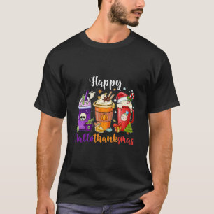Camiseta Feliz Hallothanksmas Dia das Bruxas Ação de Graças