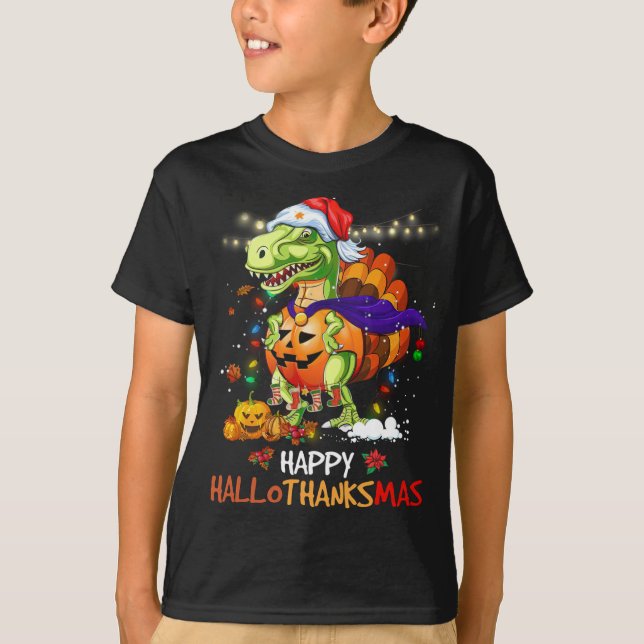 Camiseta Feliz Hallothanksmas, Dia de Ação de Graças (Frente)