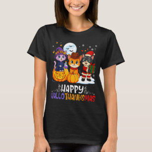 Camiseta Feliz Hallothanksmas Divertido Halloween Dia de Aç