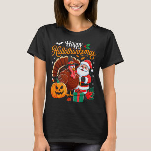 Camiseta Feliz Hallothanksmas divertido Halloween Dia de Aç