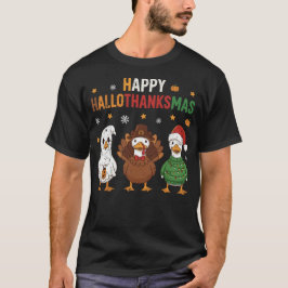 Camiseta Feliz Hallothanksmas Ganso Halloween Dia de Ação d