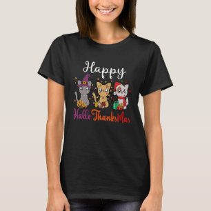 Camiseta Feliz Hallothanksmas, Gato de Gato Bonito, Hallowe