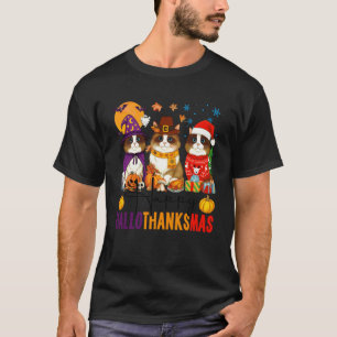 Camiseta Feliz Hallothanksmas Gatos Ragdoll Halloween Ação