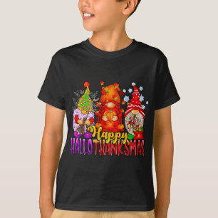Camiseta Feliz Hallothanksmas Gnomos Obrigados do Dia das B