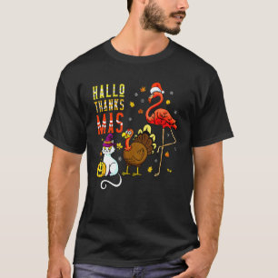 Camiseta feliz hallothanksmas halloween gatodia de ação de