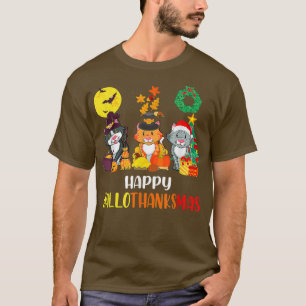 Camiseta Feliz Hallothanksmas Obrigado de Natal para o Dia 