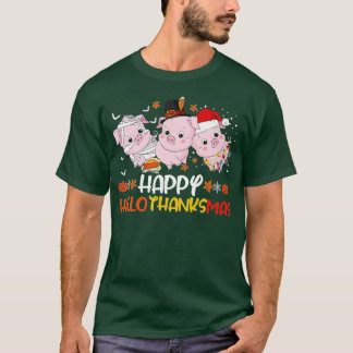 Camiseta Feliz Hallothanksmas Pig Amantes de Ação de Graças