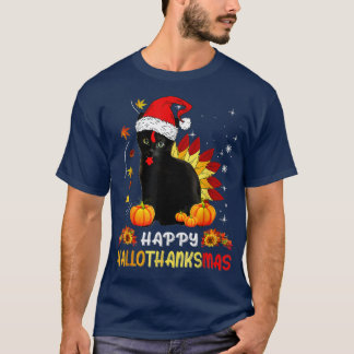 Camiseta Feliz Hallothanksmas Shirt Black Cat Halloween The