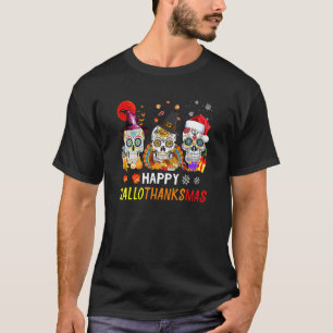 Camiseta Feliz Hallothanksmas Sugar Skull Halloween Thankg