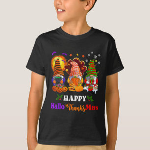 Camiseta Feliz Hallothanksmas Três Gnomos Dia das Bruxas Al